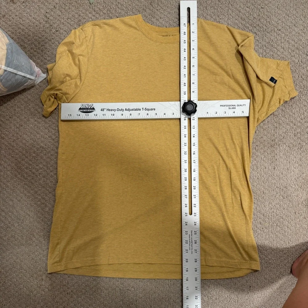 Prana XXL Mens Short Sleeve Crew Neck Pocket‎ T-Shirt Gold Yellow Casual